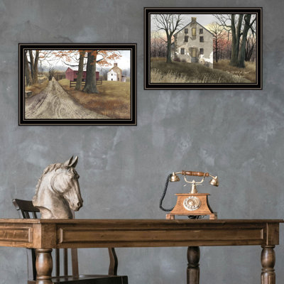 «Trendy Decor» 4U, vignette The Old Mill & A Road Home, art mural noir encadré pour le salon