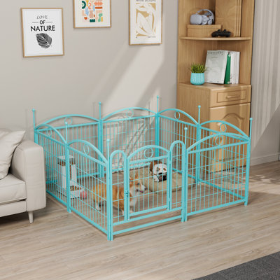  Parc pour chien à 8 panneaux en métal - Clôture intérieure / extérieure robuste pour animaux avec porte, pliable, résistante à la rouille, formes bricolage pour petits / moyens / grands chiens, chats et petits animaux de compagnie