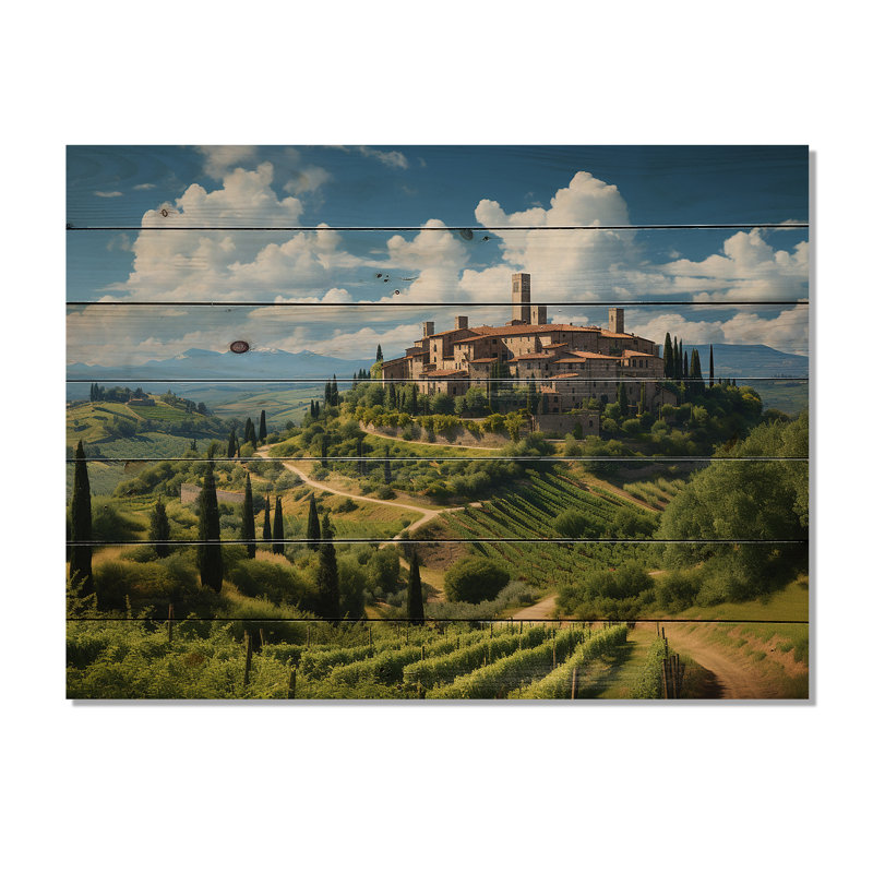 Italie, San Gimignon II sur bois, H 30 po x l 40 po x P 0,78 po