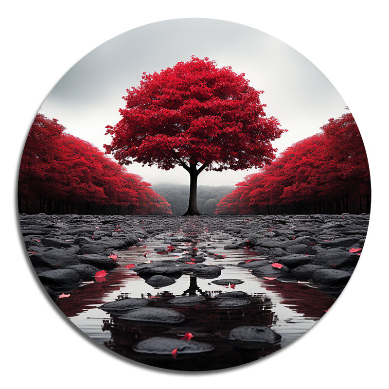 Welles - Paysages, art rond en métal, H 16 po x l 16 po x P 1 po