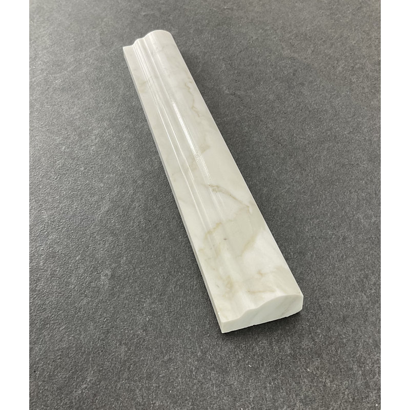12" L x 1.75" W Marble Chair Rail Tile Trim, Calacatta Gold