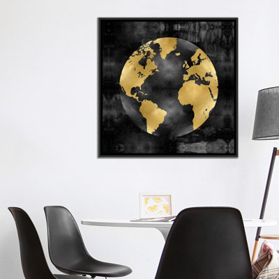 «The Globe Gold on Black», impression sur toile