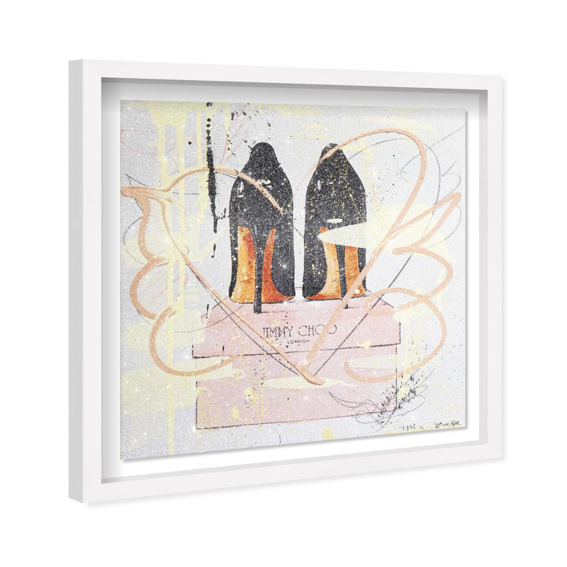 Oliver Gal Blush Walk Revisited Fashion - Diamond Dust Shadowbox Framed Wall Art, 25.5" H x 25.5" W, White