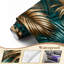 Peel and Stick Wallpaper 69" L x 96" W Modern Self Adhesive Wall Mural for Bedroom - With Golden Teal Tropical Palm Leaves Abstract Print