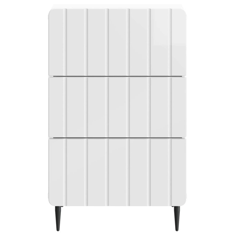 43cm W Manufactured Wood Bedside Table, High Gloss White