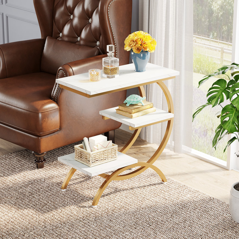 Raylen C Table End Table, White Gold