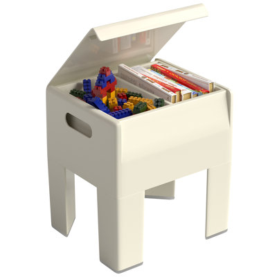 Modern Storage Stool - Multifunctional Plastic Storage Edge Table, Easy To Assemble Bedside Table In Bedroom/dormitory/small Space | Beige