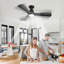 Ventilateur de plafond encastré noir intelligent de 42 pouces avec lumières et télécommande, ventilateur d'intérieur à 3 pales à intensité variable fonctionne avec la télécommande Alexa-562013724-562013696-562013701