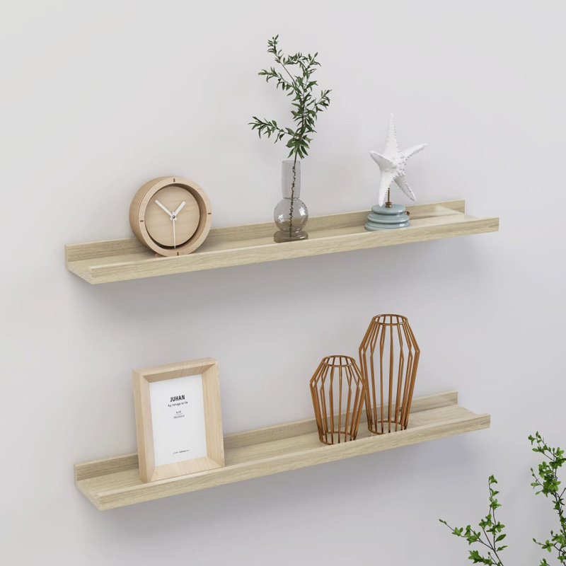 Gracelan 2 Piece Picture Ledge Wall Shelf, Sonoma Oak, 3 cm H x 60 cm W x 9 cm D