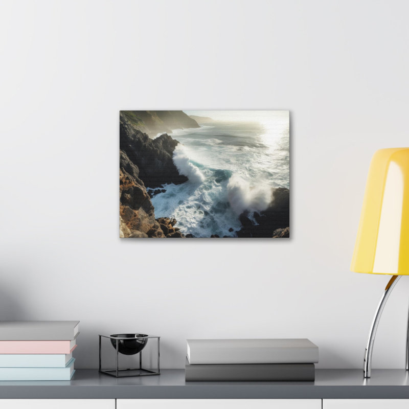 «Beautiful Grand Canyon Big Crashing Waves Ocean», art mural sur toile, H 12 po x l 18 po