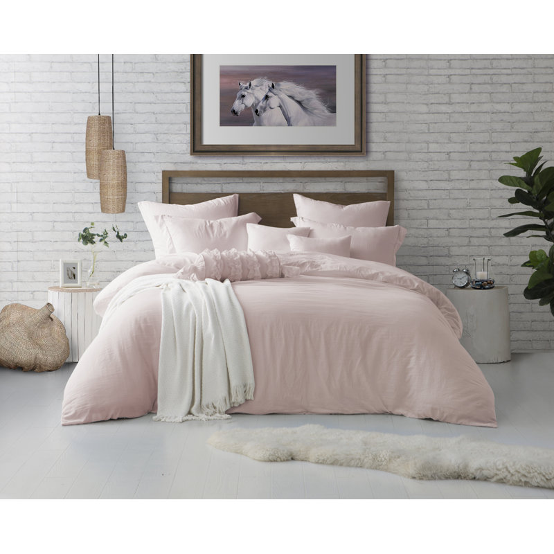 Ensemble de housse de couette en microfibre lavée et plissée très douce, Housse de couette très grand / très grand califo