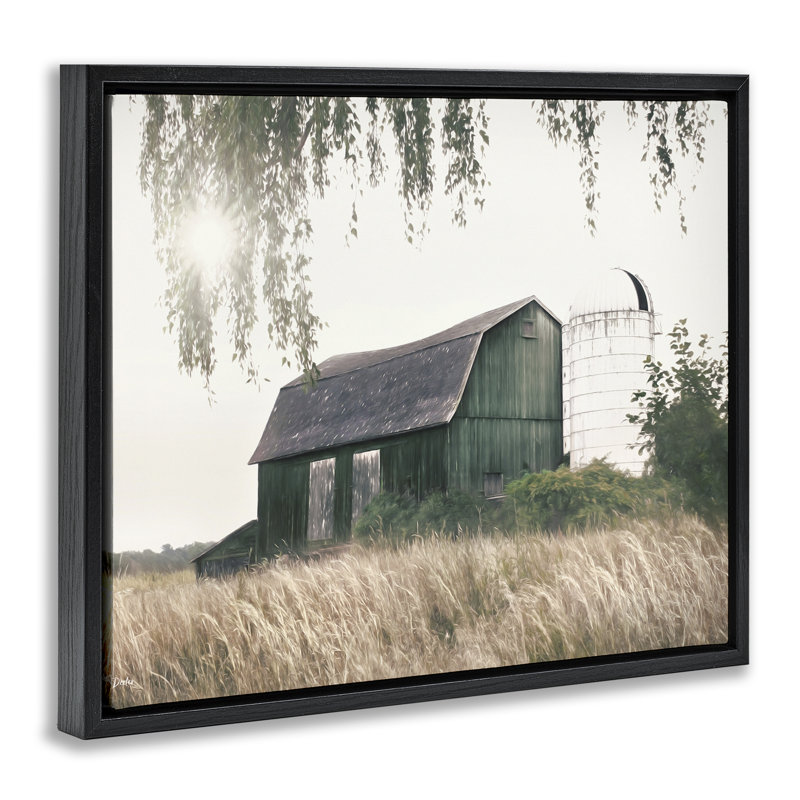 «Green Rustic Barn» par Lori Deiter, Cadre flottant noir de jais, H 17 po x l 21 po