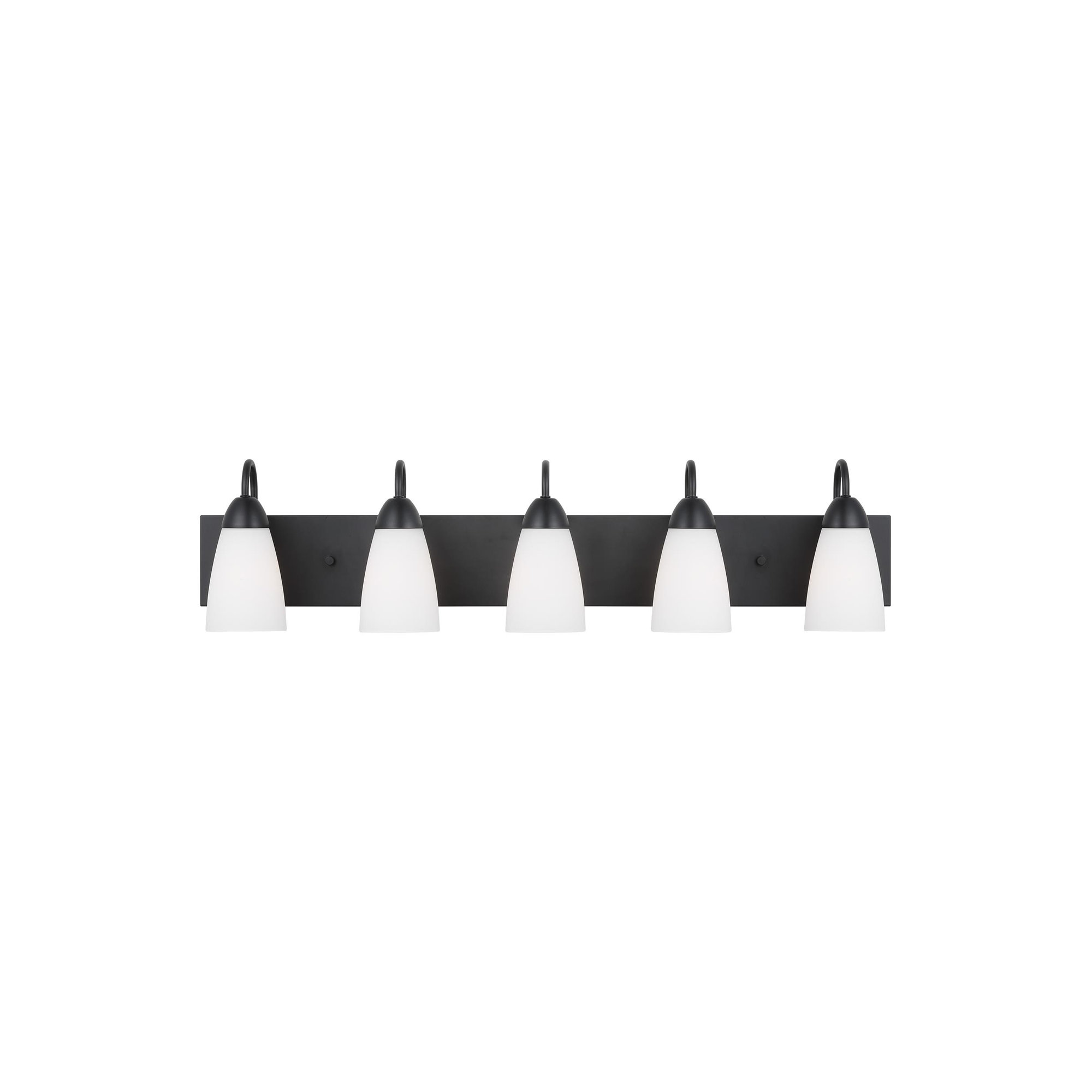 5 Light Frosted Dimmable Vanity Light, Midnight Black, No