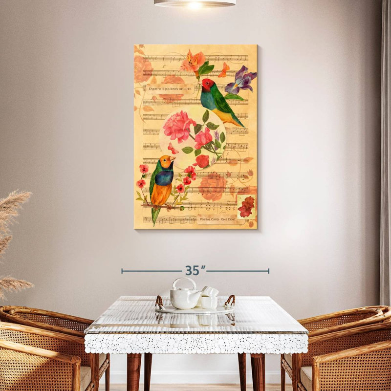 Brampt Songbirds And Roses, 45" H x 30" W