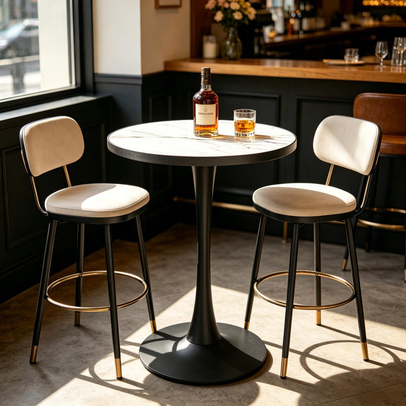 Round Marble Top Metal Base Dining Table