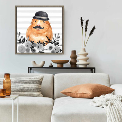 Guinea Pig Detective - Framed Canvas | Animal Bedroom Decor