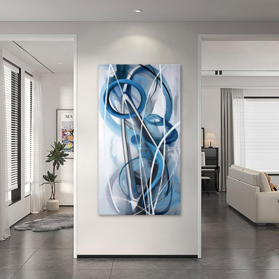 Abstrait bleu, art mural moderne sur toile, œuvres d'art abstraites pour salon, photos pour chambre à coucher, décoration murale, bureau, décoration intérieure, 24 po x 48 po