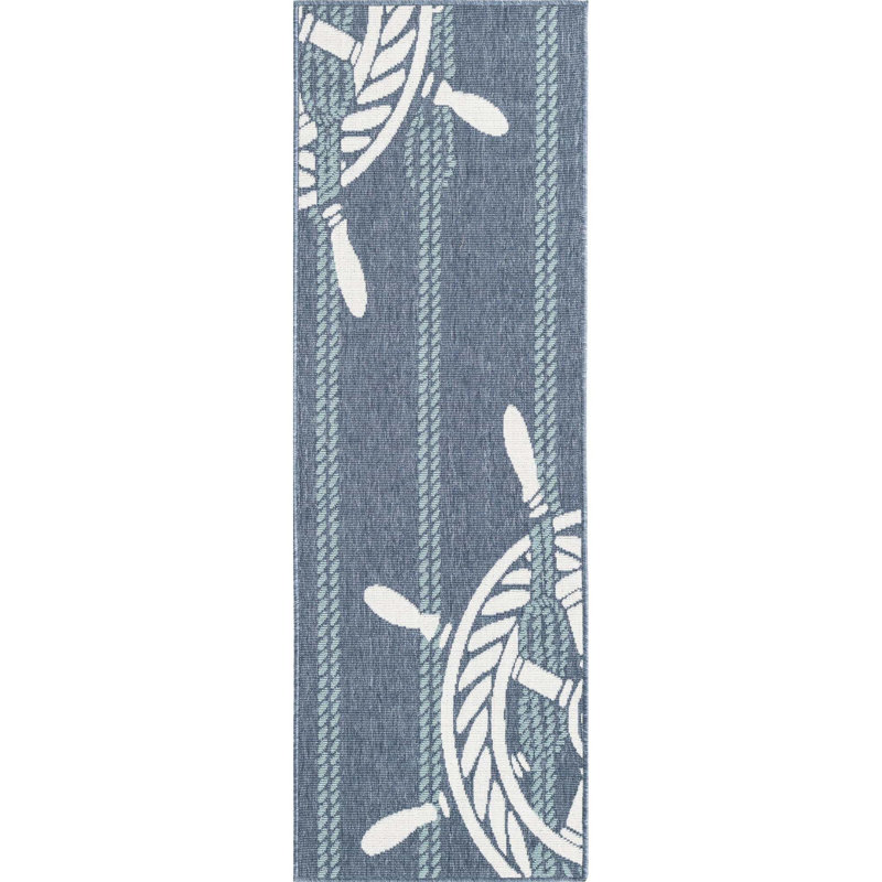 Tapis bleu marine intérieur / extérieur Bethzy, Tapis de couloir 2 pi x 6 pi