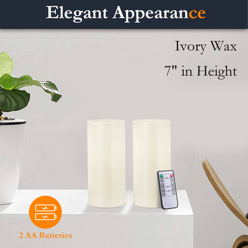 Unscented Flameless Candle, 7" H x 3" W x 3" D