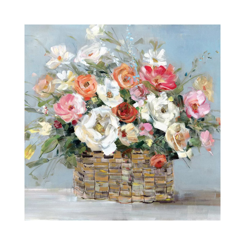 «Flower Market Fresh» par Sally Swatland - impression d'art graphique, Pas de tapis, Toile tendue, H 48 po x l 48 po x 1,5 po
