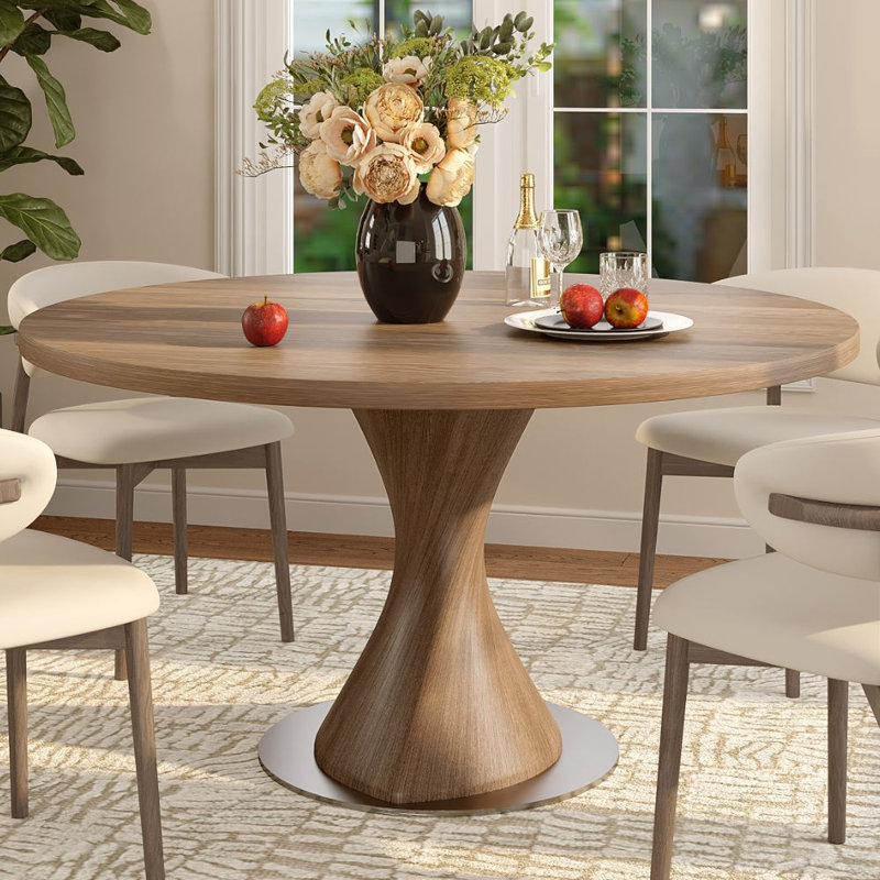Table de salle à manger en bois massif avec métal, 29.53"H x 59"L x 59"W