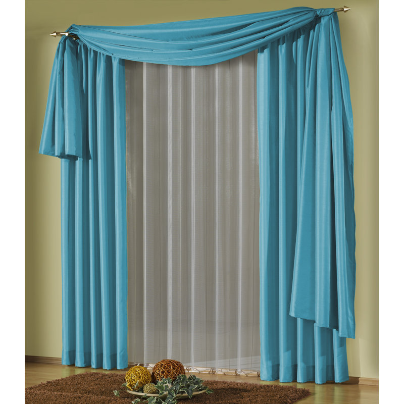 Farsund Semi Sheer Single Panel, 135cm H x 600cm W, Turquoise