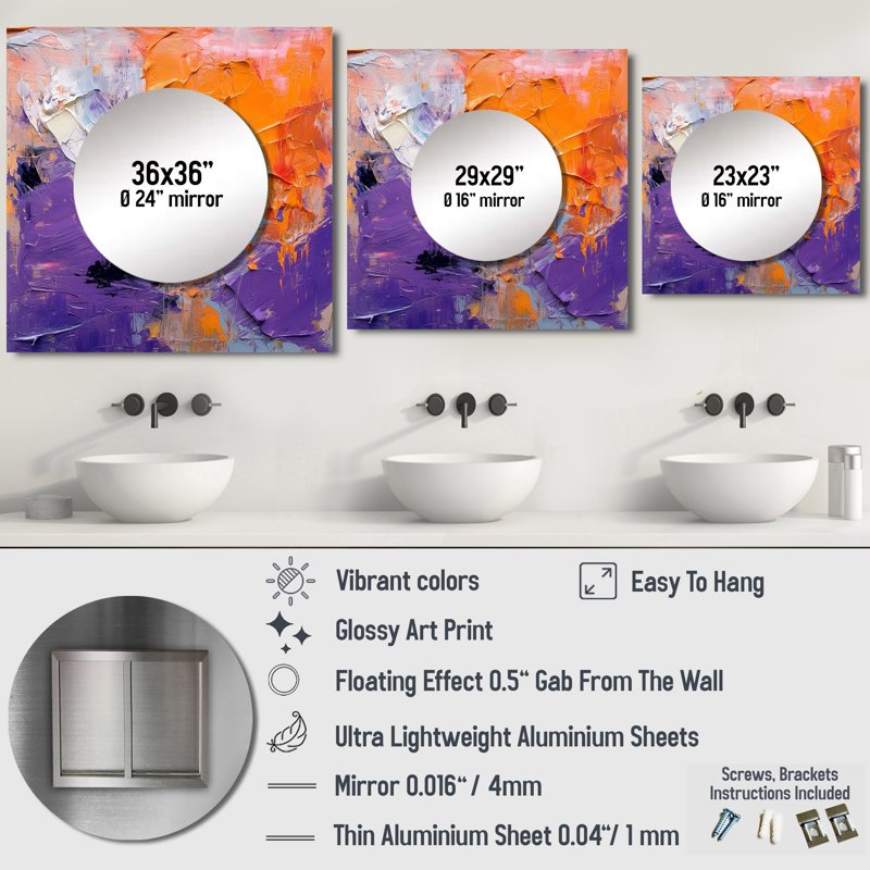 Deashia - Miroir carré abstrait mural pour chambre à coucher, 29 po x 29 po
