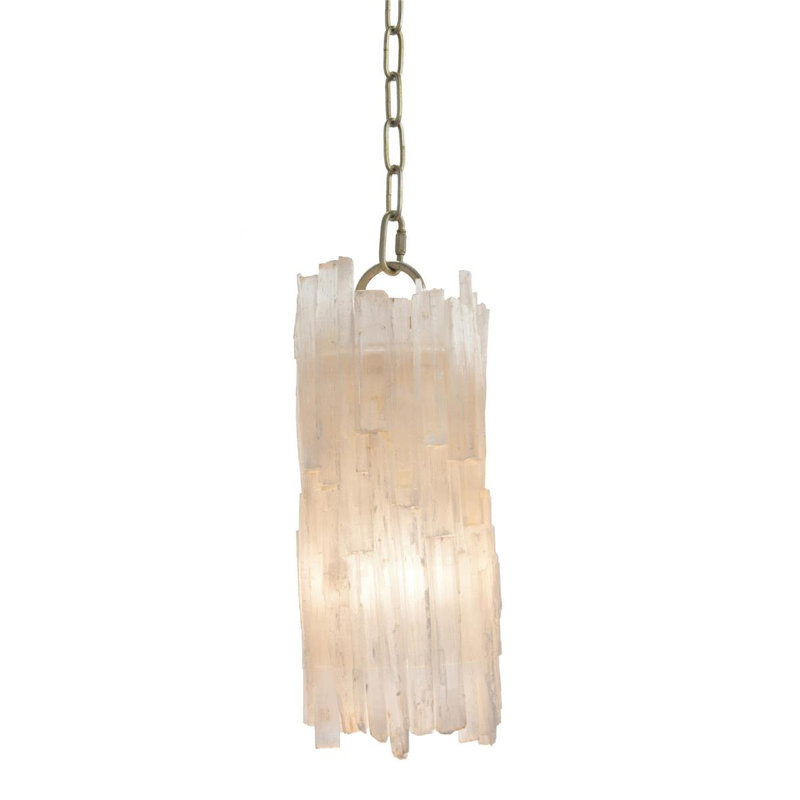 Mini Silver Crystal Pendant Light with Selenite Shade
