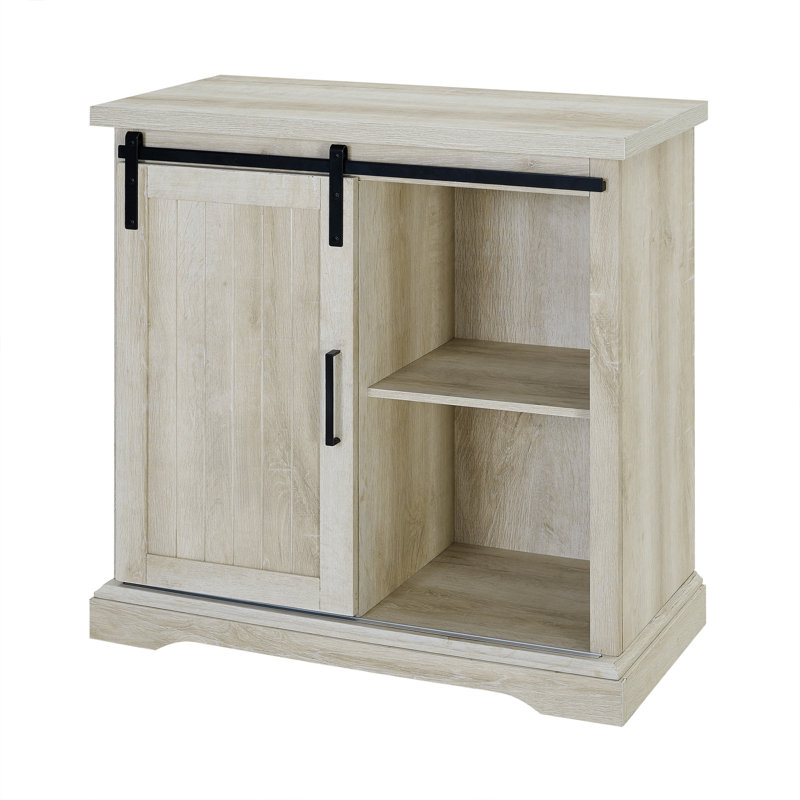 Desserte d'appoint de 32 po avec porte coulissante Stotfold, Chêne blanc