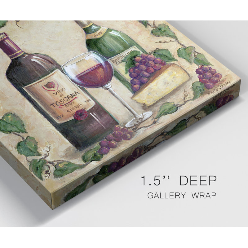 Vino Di Toscana - ensemble de 2 reproductions d'art sur toile tendue, H 24 po x l 48 po x P 1 po