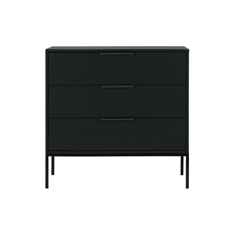 3 Drawer 94cm W Solid Wood Dresser, Black