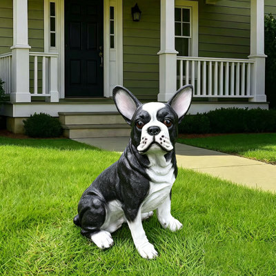 Lifelike French Bulldog Statue, Realistic Resin Animal Figurine for Indoor Outdoor Garden Lawn Yard Home Decor, Art Craft Gift