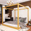 Grand lit plateforme à baldaquin avec pieds en bois-781399314-781399312
