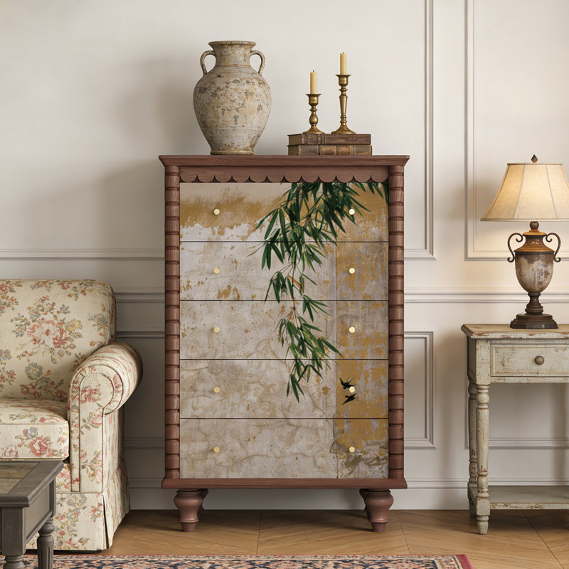 Commode d'entrée Mid-Century en bois massif, Dark Brown Wood
