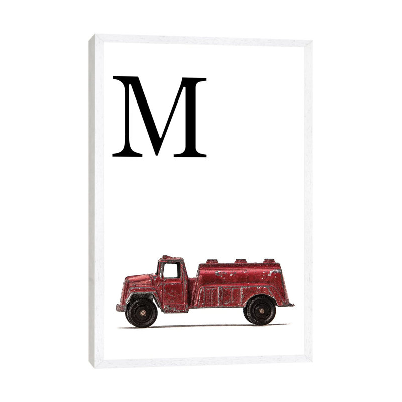 M Water Truck White Letter 1 Piece Wall Art on Canvas, 101.6 cm H x 66.04 cm W, White Framed