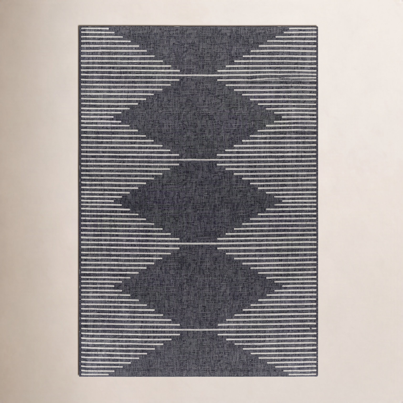 Abdulazeez Black Geometric Outdoor Rug, Rectangle 8'10" x 12'