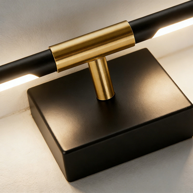 Modern Cordless LED Linear Wall Sconce, 10000mAh Battery Operated, 350° Rotating Magnetic Picture Light with Remote, Black & Gold