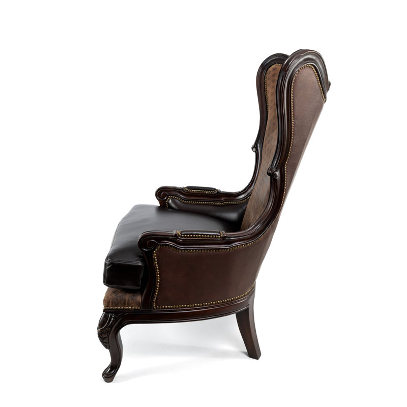 Antoinette Club Chair, Dark Brown Genuine Leather