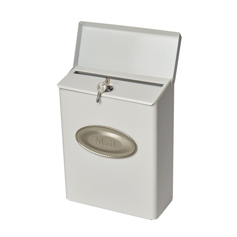 Designer Vertical Wall-Mount Locking Mailbox, White