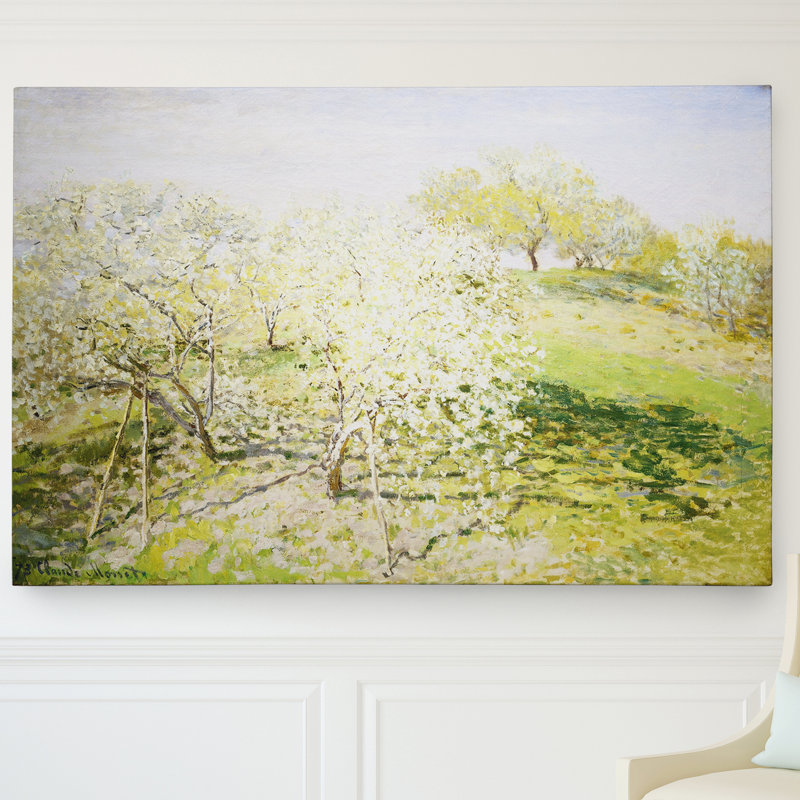 «Fruit Trees in Bloom» par Claude Monet, reproduction, H 24 po x l 36 po x P 1,5 po, Toile tendue