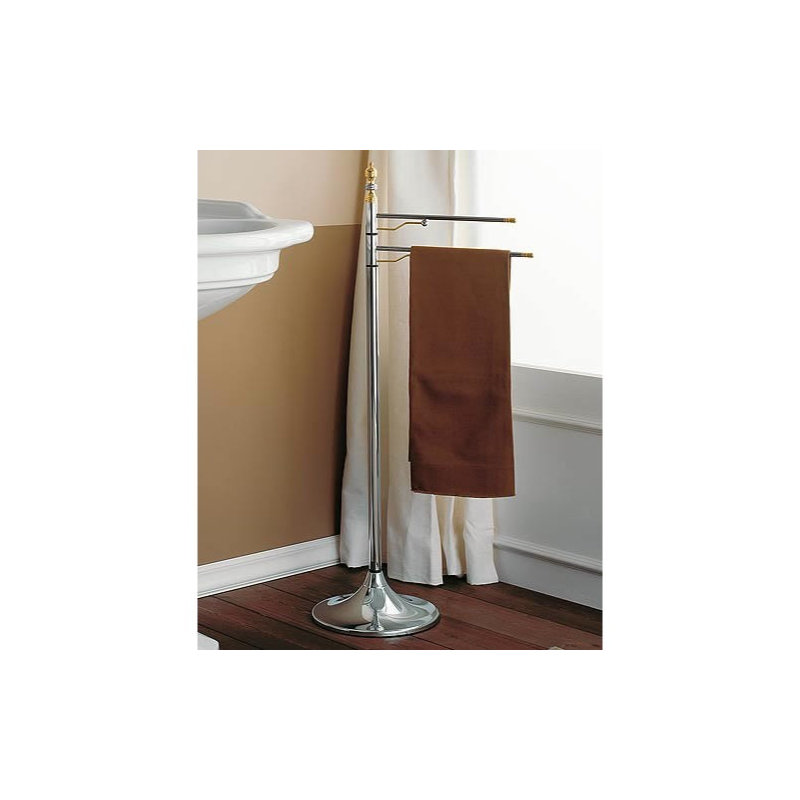 Grand porte-serviettes autoportant double, Chrome et or