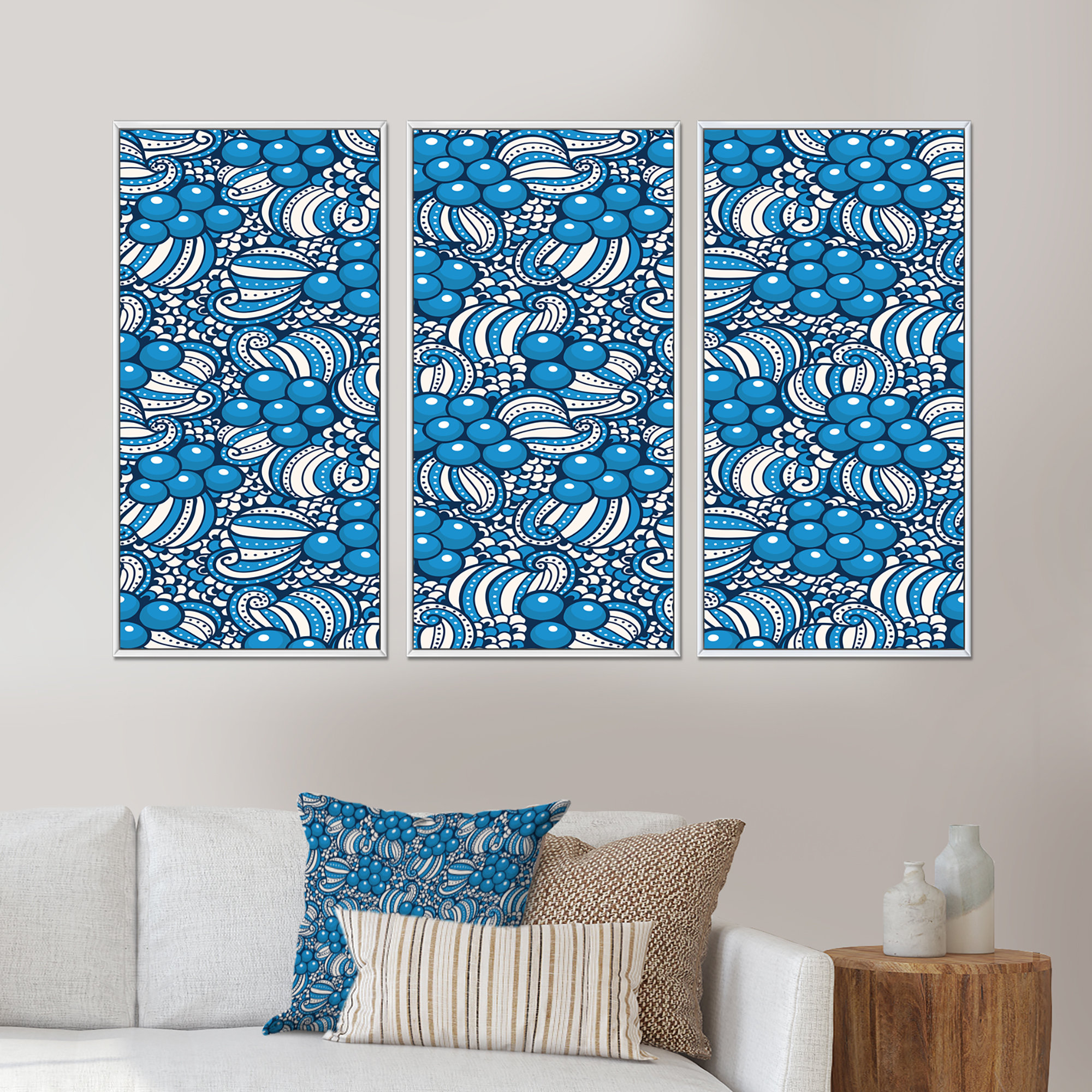 Red Barrel Studio® Blue Berries In Jungle Pattern - Patterned Framed ...