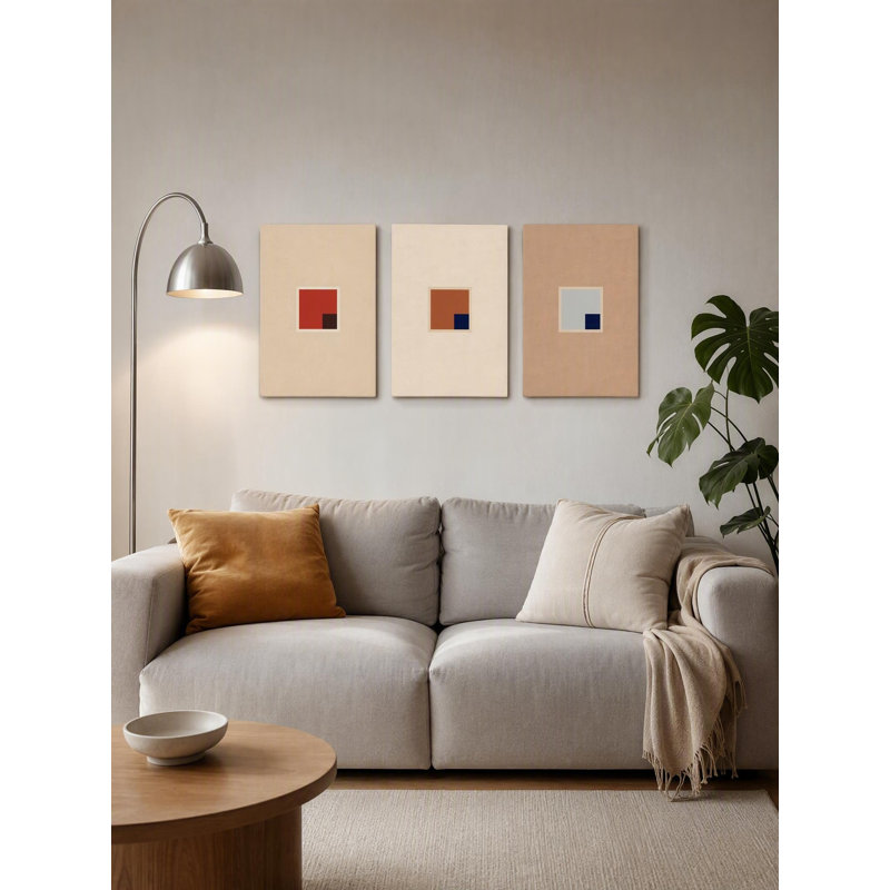 Ensemble de 3 reproductions d'art sur toile Mid-Century Modern Bauhaus, H 16 po x l 36 po