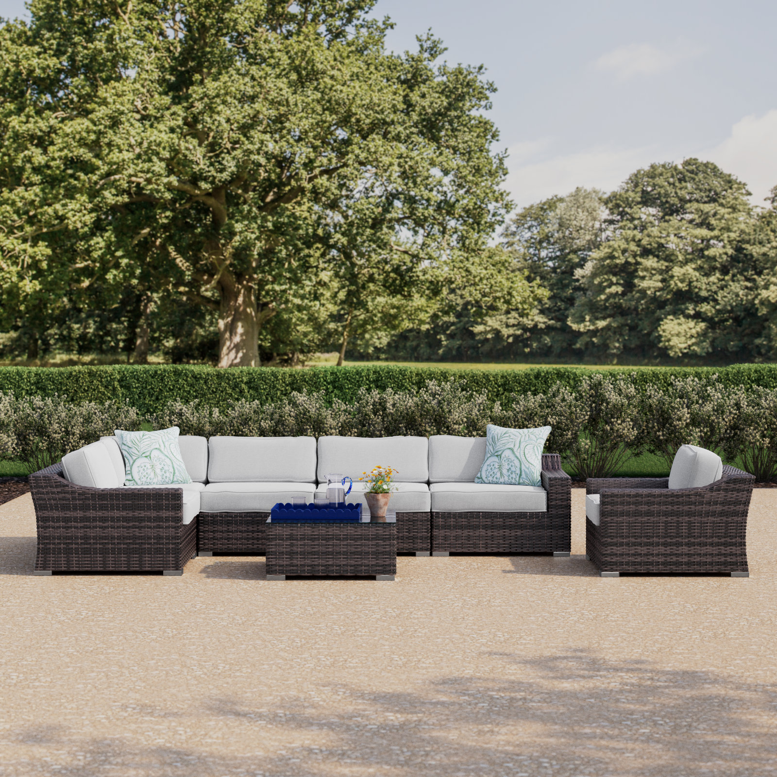 Saffi 5-Person Sunbrella® Patio Seating Group, Brown, Sunbrella Canvas