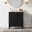 Meuble-lavabo moderne avec lavabo en céramique, poignées en métal, porte à fermeture en douceur, support de rangement, finition de surface peinte-133674894