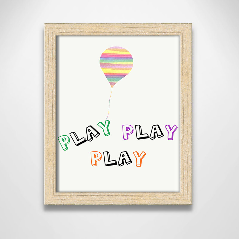 Play Play Play, impression sur papier, H 10 po x l 8 po x P 1,18 po, Encadré de boîte beige