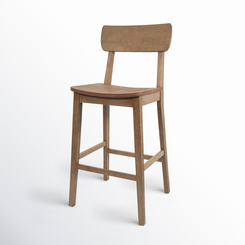 Almaguer Bar & Counter Stool, Bar Stool (29.75" Seat Height), Barnwood Wire-Brush