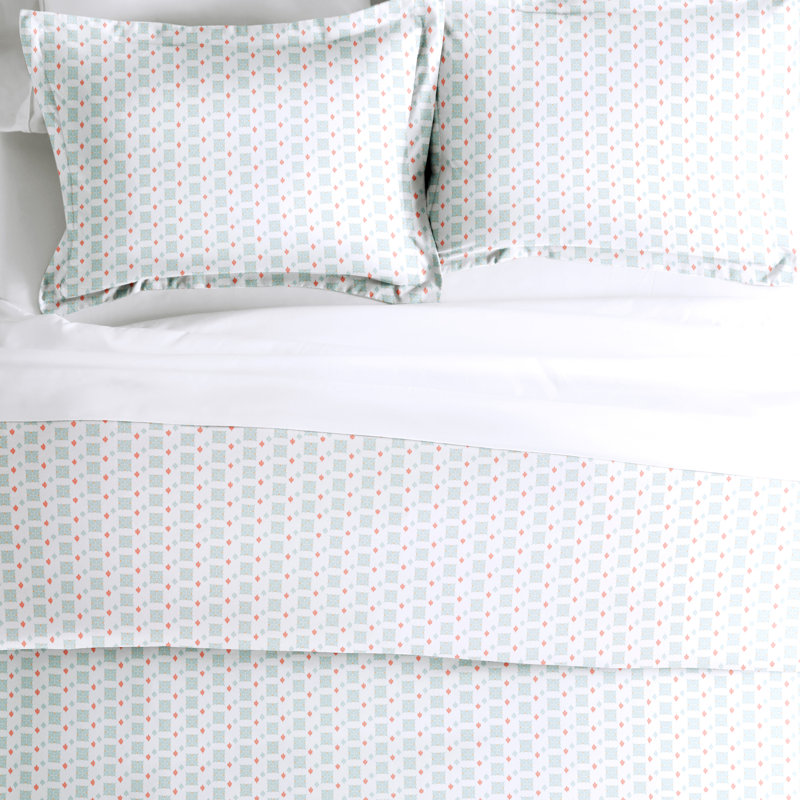 Aqua Geometric Microfiber King/California King Duvet Cover Set