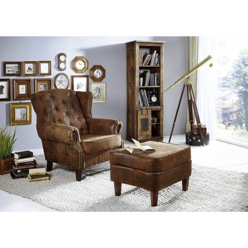 CHESTERFIELD Solid Wood Accent Stool