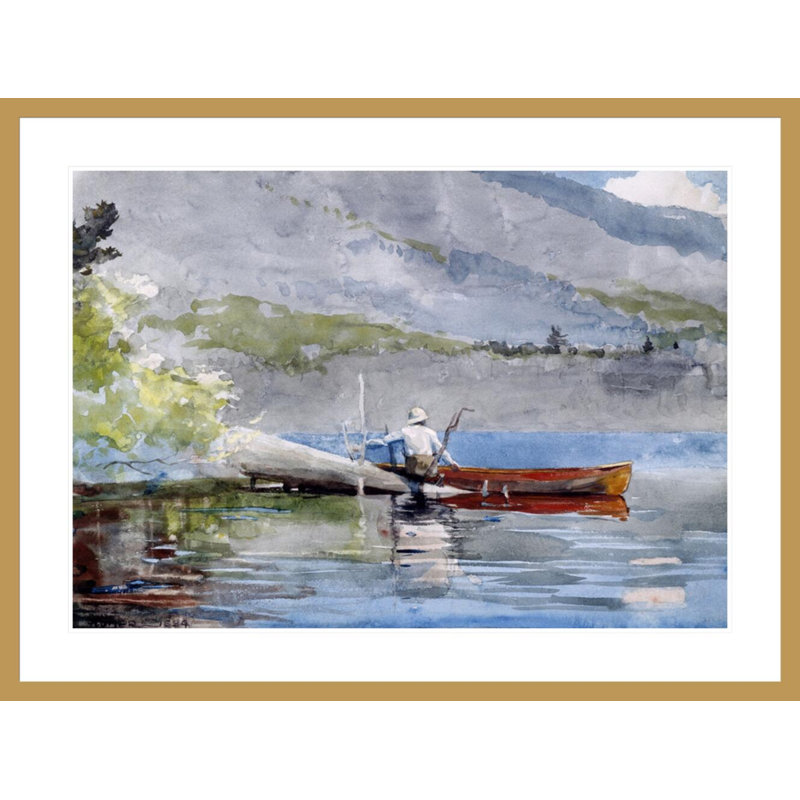 «The Canoe» par Winslow Homer - impression giclée encadrée, H 31,24 po x l 41,5 po